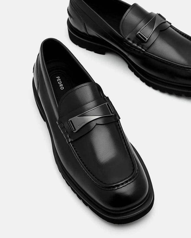 Edge Leather Loafers - Black
