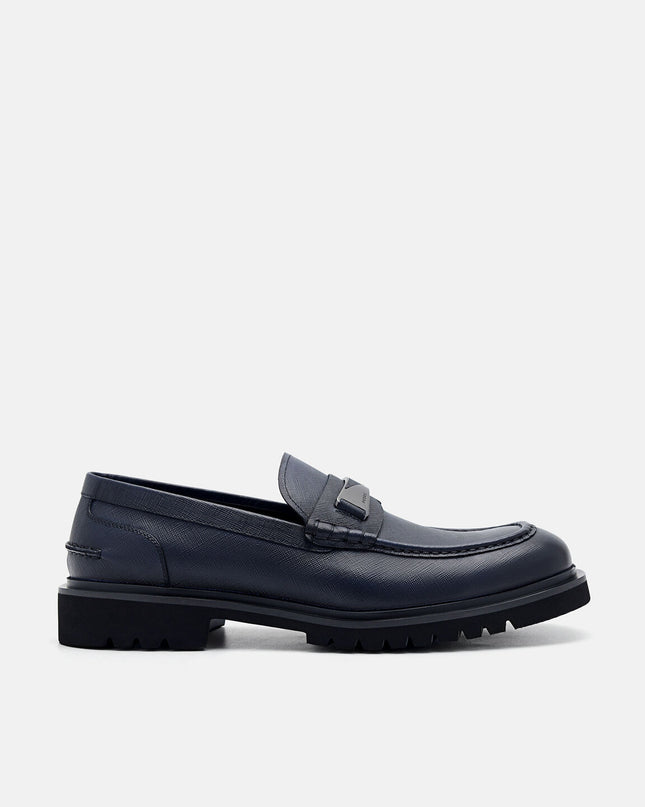 Edge Leather Loafers - Navy