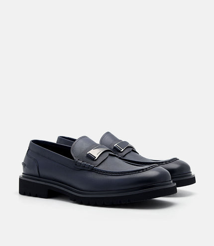 Edge Leather Loafers - Navy