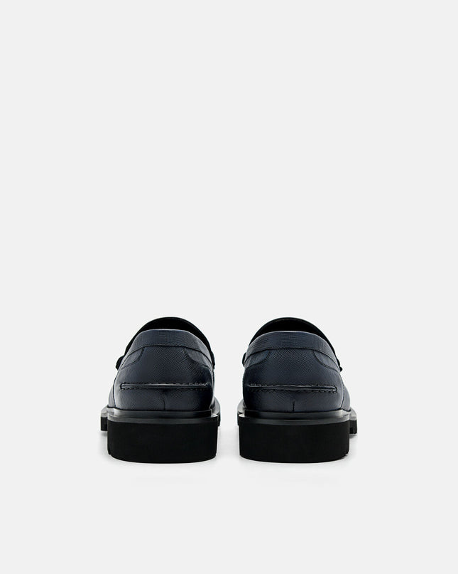 Edge Leather Loafers - Navy