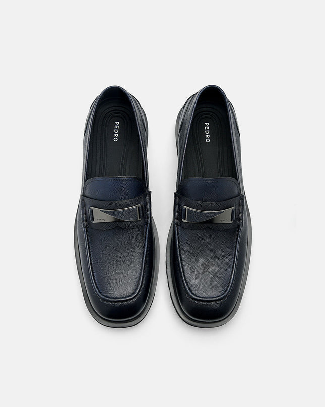 Edge Leather Loafers - Navy