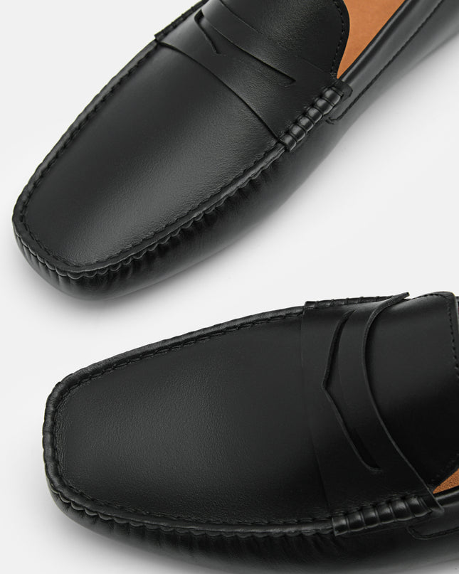 Suede Penny Driving Shoes - Black