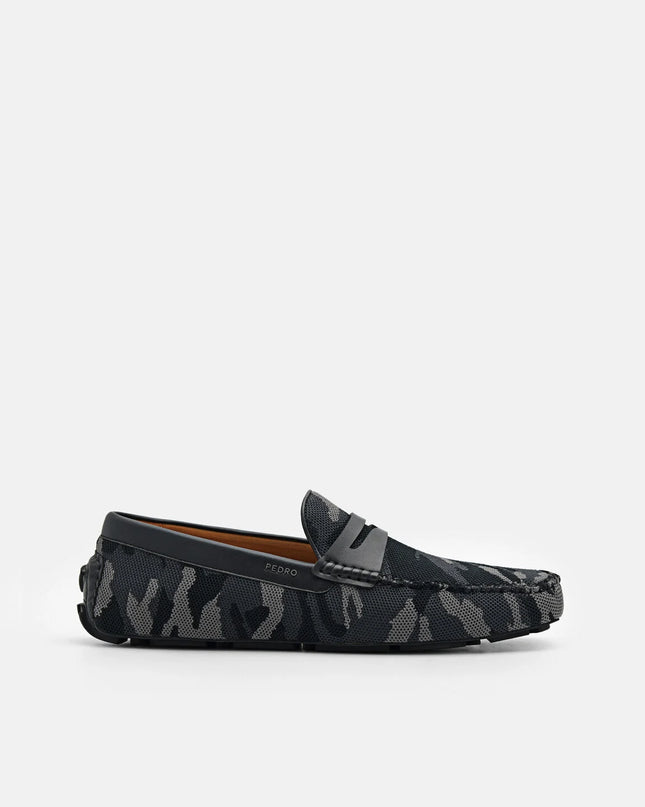 Fabric Penny Driving Shoes - Dark Grey