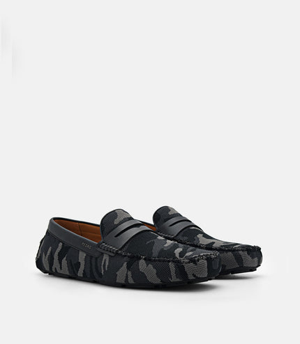 Fabric Penny Driving Shoes - Dark Grey