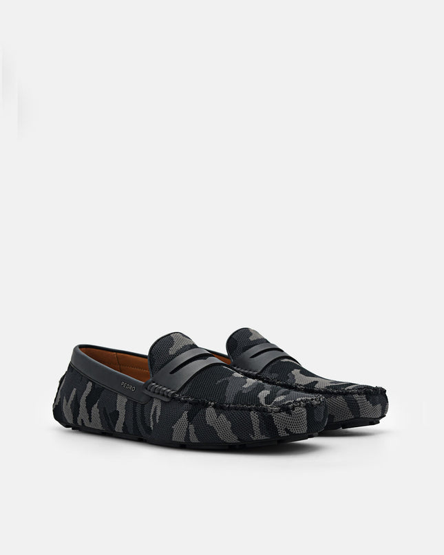 Fabric Penny Driving Shoes - Dark Grey