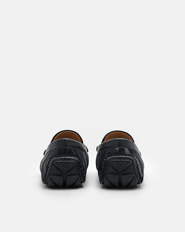 Fabric Penny Driving Shoes - Dark Grey
