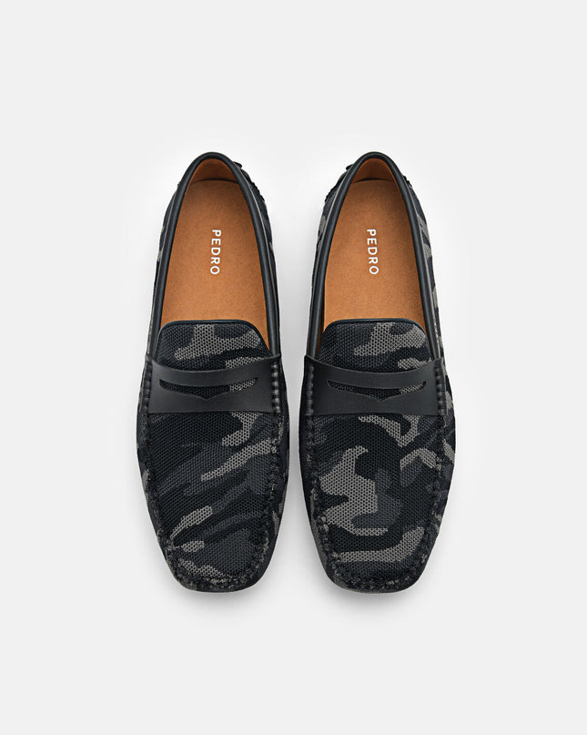 Fabric Penny Driving Shoes - Dark Grey