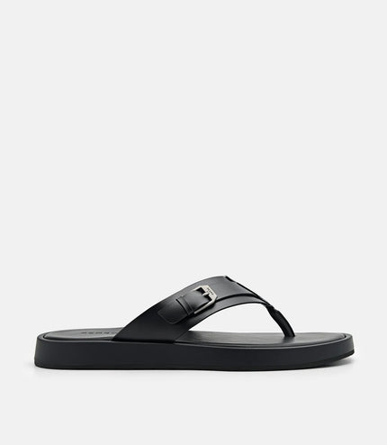 Buckle Thong Sandals - Black