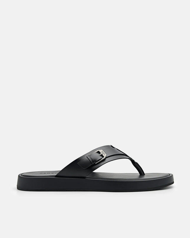 Buckle Thong Sandals - Black