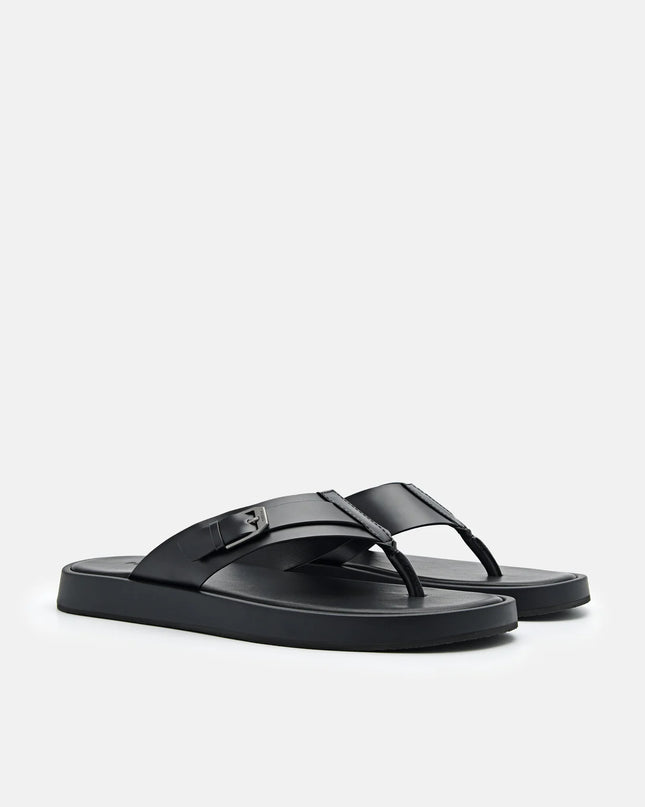 Buckle Thong Sandals - Black
