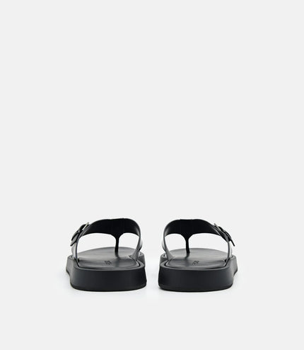 Buckle Thong Sandals - Black