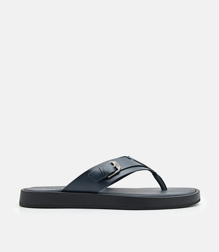Buckle Thong Sandals - Navy