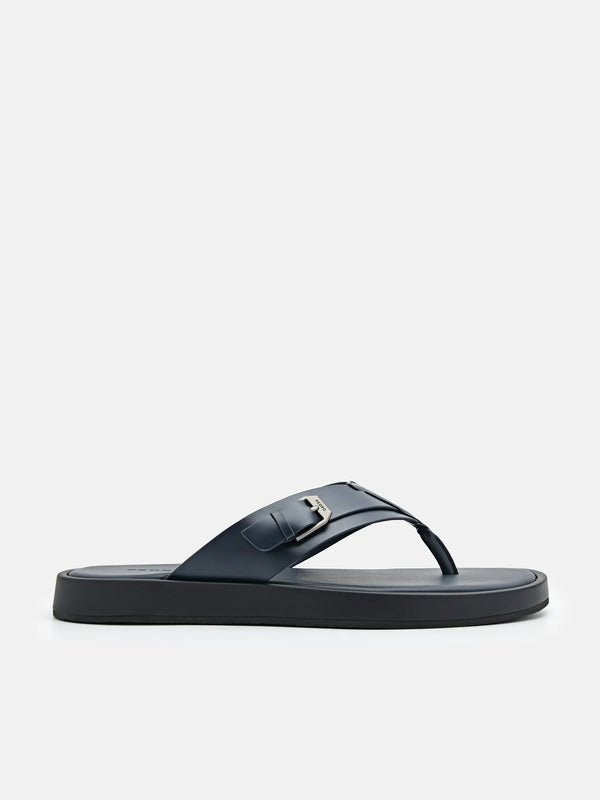 Buckle Thong Sandals - Navy