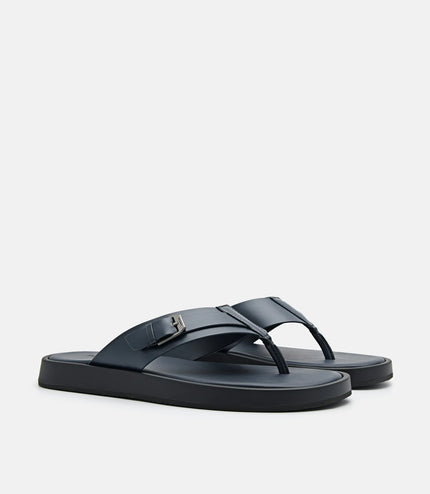 Buckle Thong Sandals - Navy