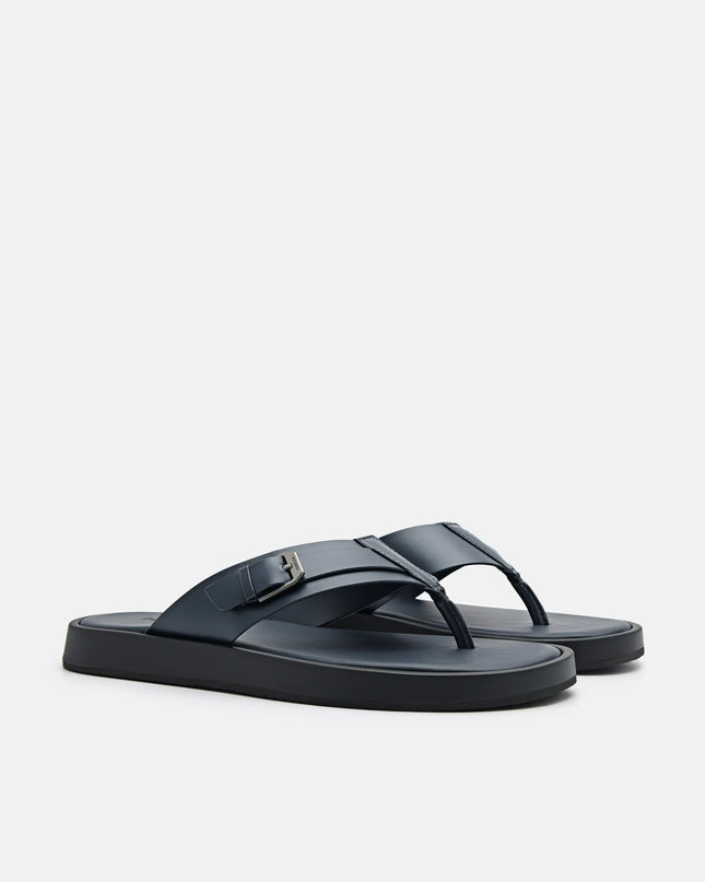 Buckle Thong Sandals - Navy