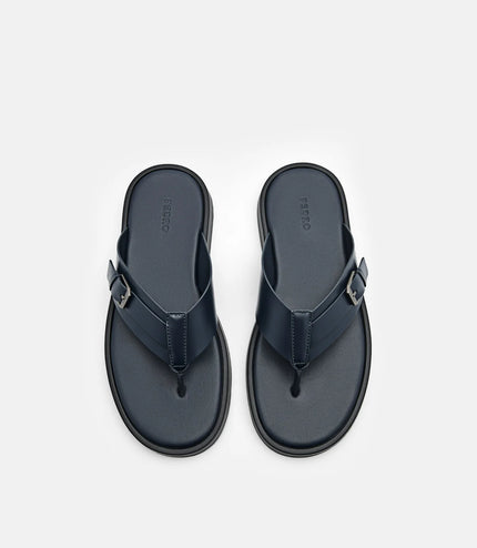 Buckle Thong Sandals - Navy