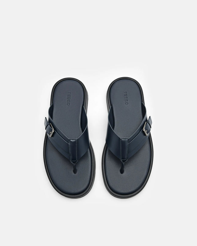 Buckle Thong Sandals - Navy