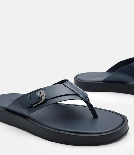 Buckle Thong Sandals - Navy