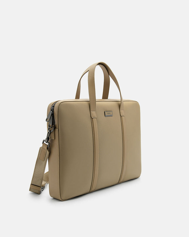 Allen Leather Briefcase - Taupe