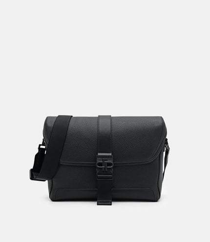 PEDRO Icon Leather Messenger Bag - Black