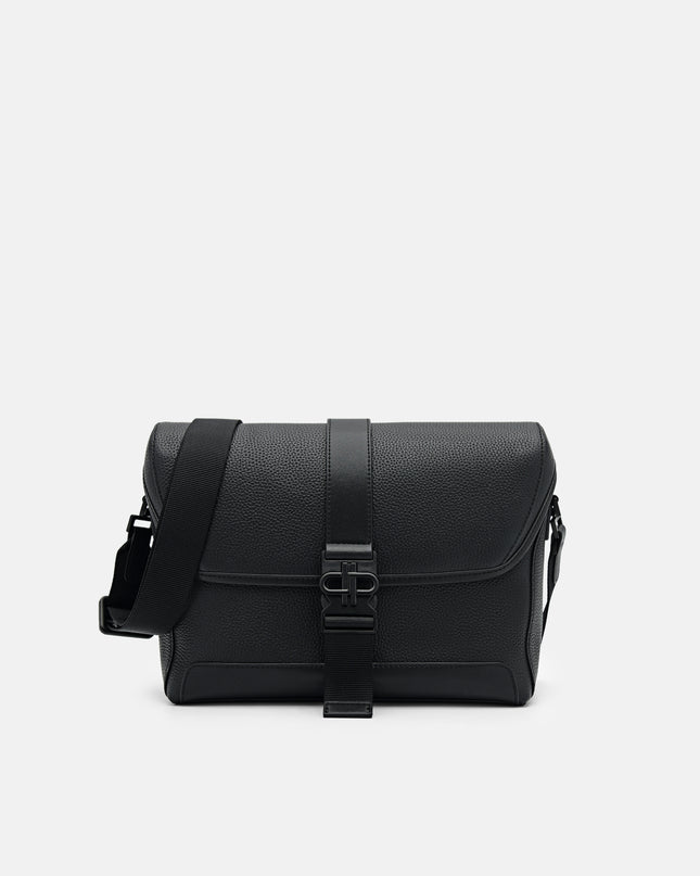 PEDRO Icon Leather Messenger Bag - Black