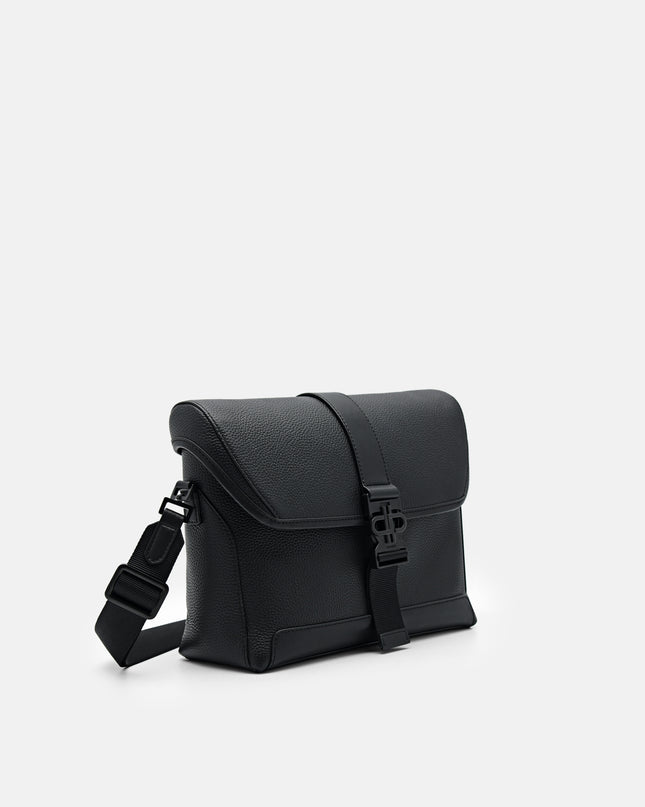 PEDRO Icon Leather Messenger Bag - Black