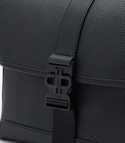 PEDRO Icon Leather Messenger Bag - Black
