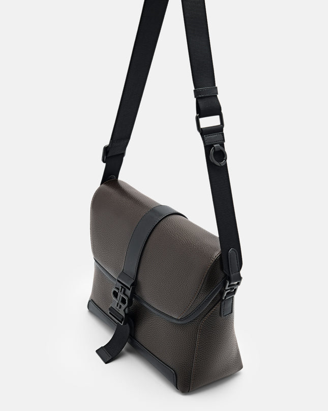PEDRO Icon Leather Messenger Bag - Dark Brown
