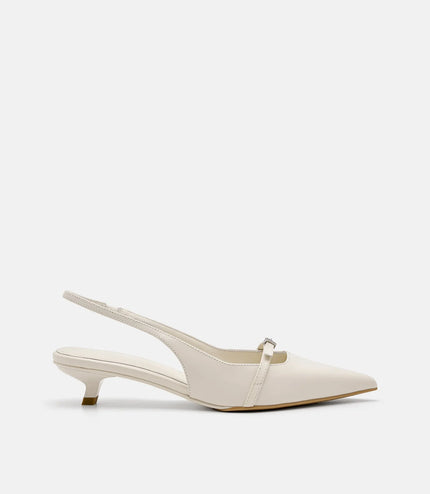 PEDRO Studio Maggie Leather Heel Pumps - Chalk