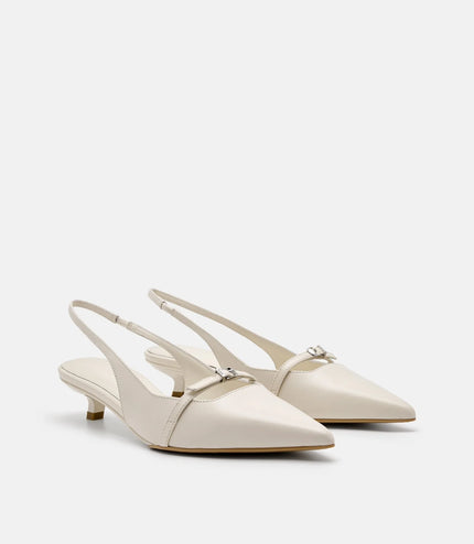 PEDRO Studio Maggie Leather Heel Pumps - Chalk