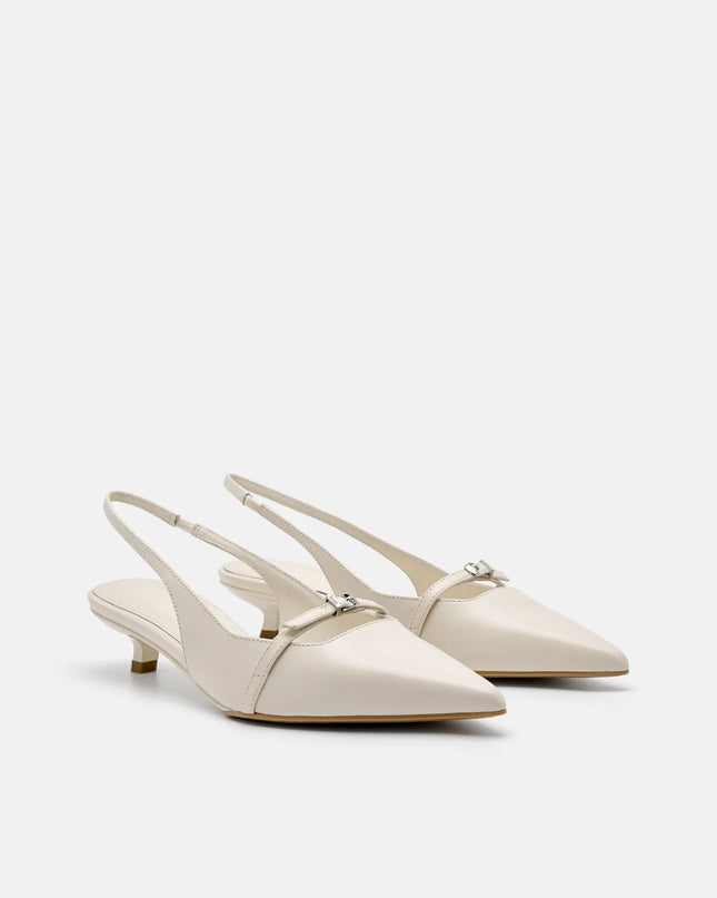 PEDRO Studio Maggie Leather Heel Pumps - Chalk