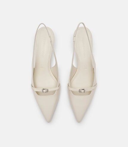 PEDRO Studio Maggie Leather Heel Pumps - Chalk