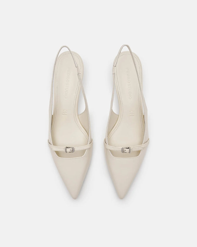 PEDRO Studio Maggie Leather Heel Pumps - Chalk