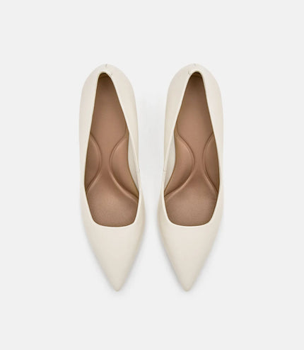PEDRO Studio Kathy Leather Heel Pumps - Chalk