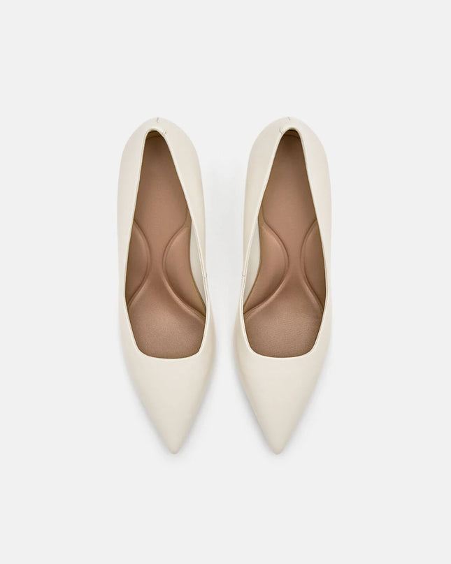 PEDRO Studio Kathy Leather Heel Pumps - Chalk