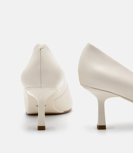 PEDRO Studio Kathy Leather Heel Pumps - Chalk