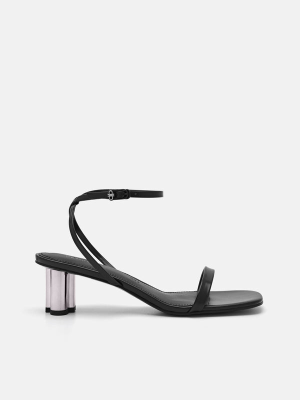 PEDRO Icon Satin Heel Sandals - Black