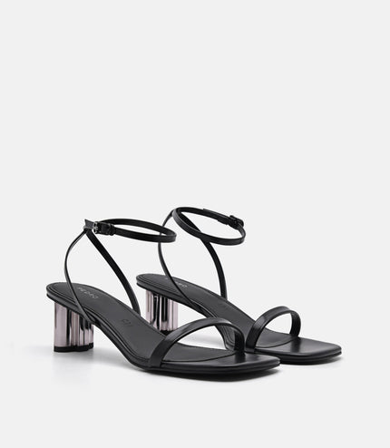 PEDRO Icon Satin Heel Sandals - Black