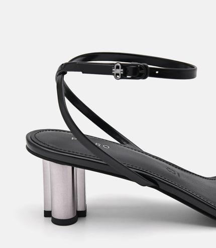 PEDRO Icon Satin Heel Sandals - Black