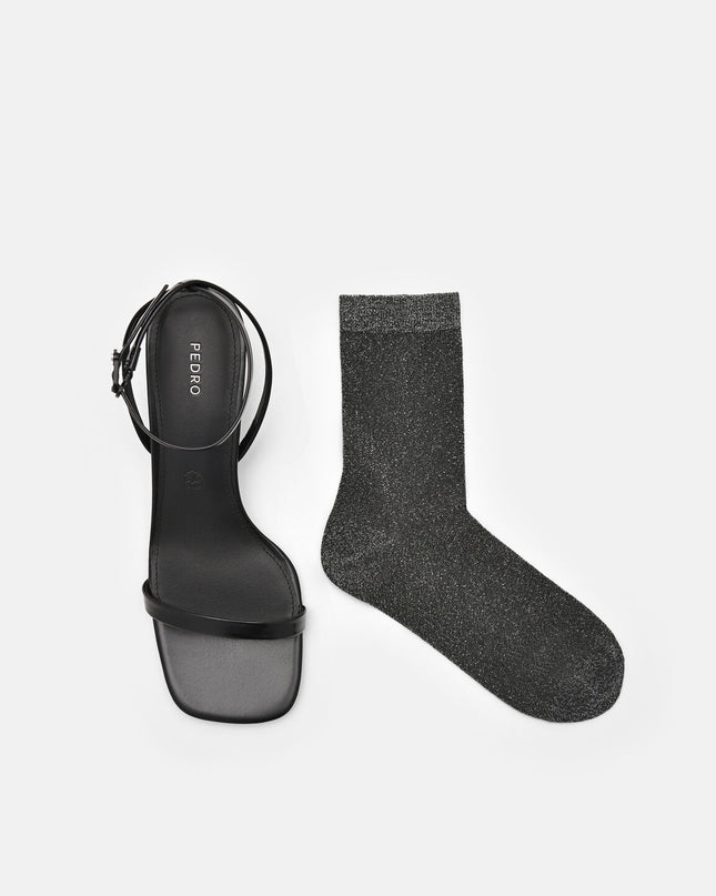 PEDRO Icon Satin Heel Sandals - Black