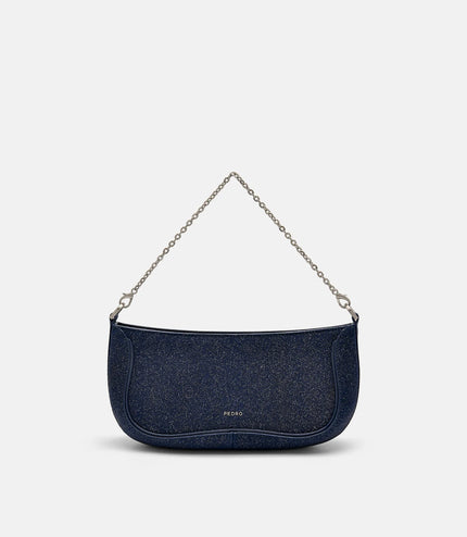PEDRO Icon Glitter Suede Shoulder Bag - Dark Purple
