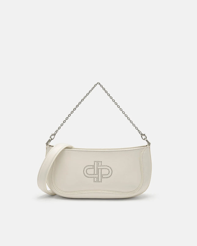 PEDRO Icon Oiled Leather Studded Shoulder Bag - Chalk