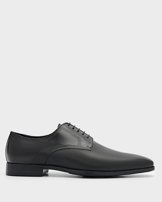 Altitude Lightweight Embossed Leather Derby Shoes - Black
