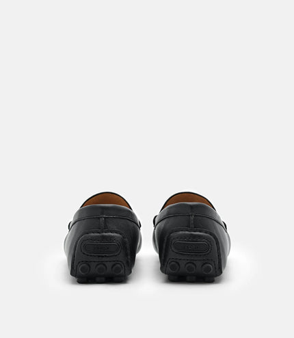 Embossed Leather Driving Shoes - Black