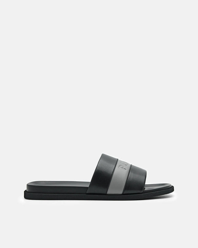 Banded Slide Sandals - Black