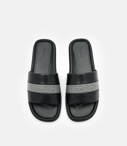 Banded Slide Sandals - Black