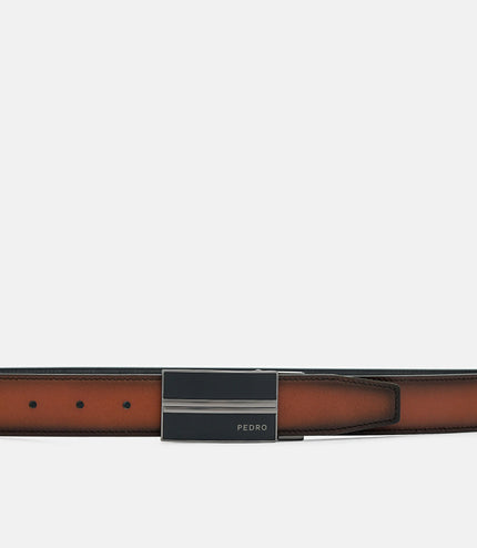 Saffiano Leather Reversible Tang Belt - Black