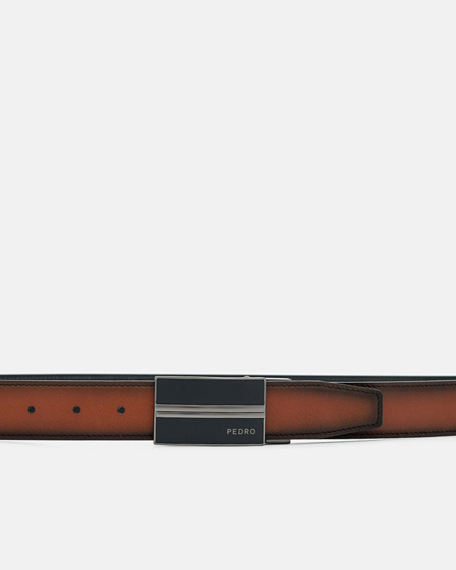 Saffiano Leather Reversible Tang Belt - Black