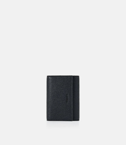 Embossed Leather Key Pouch - Black