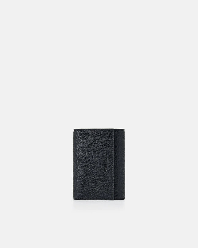 Embossed Leather Key Pouch - Black